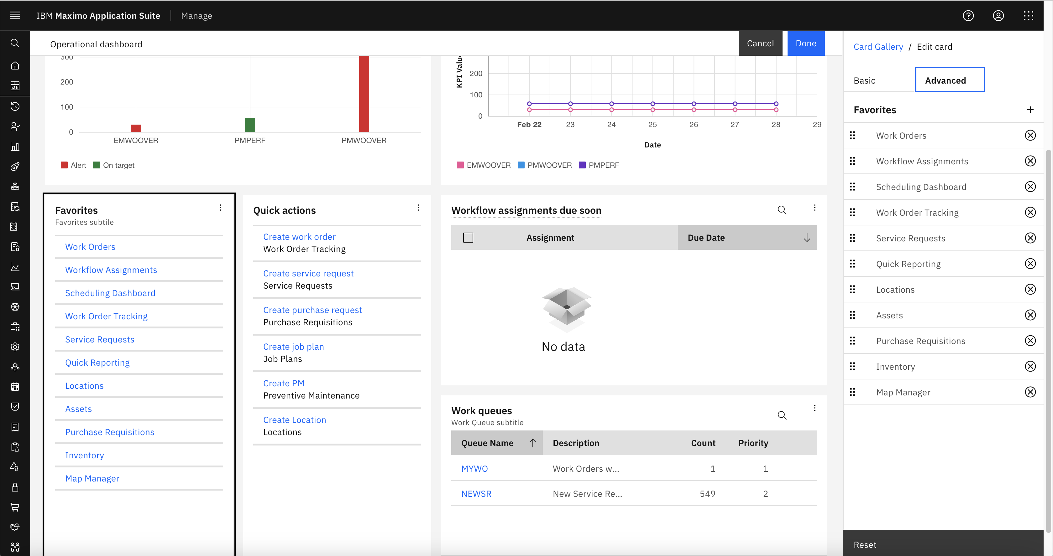 The Favorites Card Advanced Tab shows the selected applications and you can change the order, add a new application or remove an existing one. 