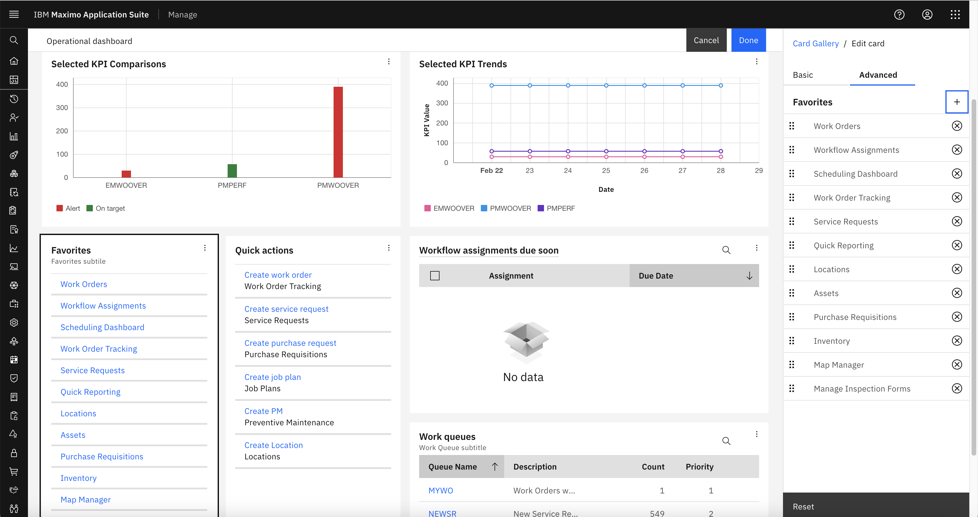 In the Favorites Card - Advanced tab I added the Manage Inspection Forms work center as a new favourite.