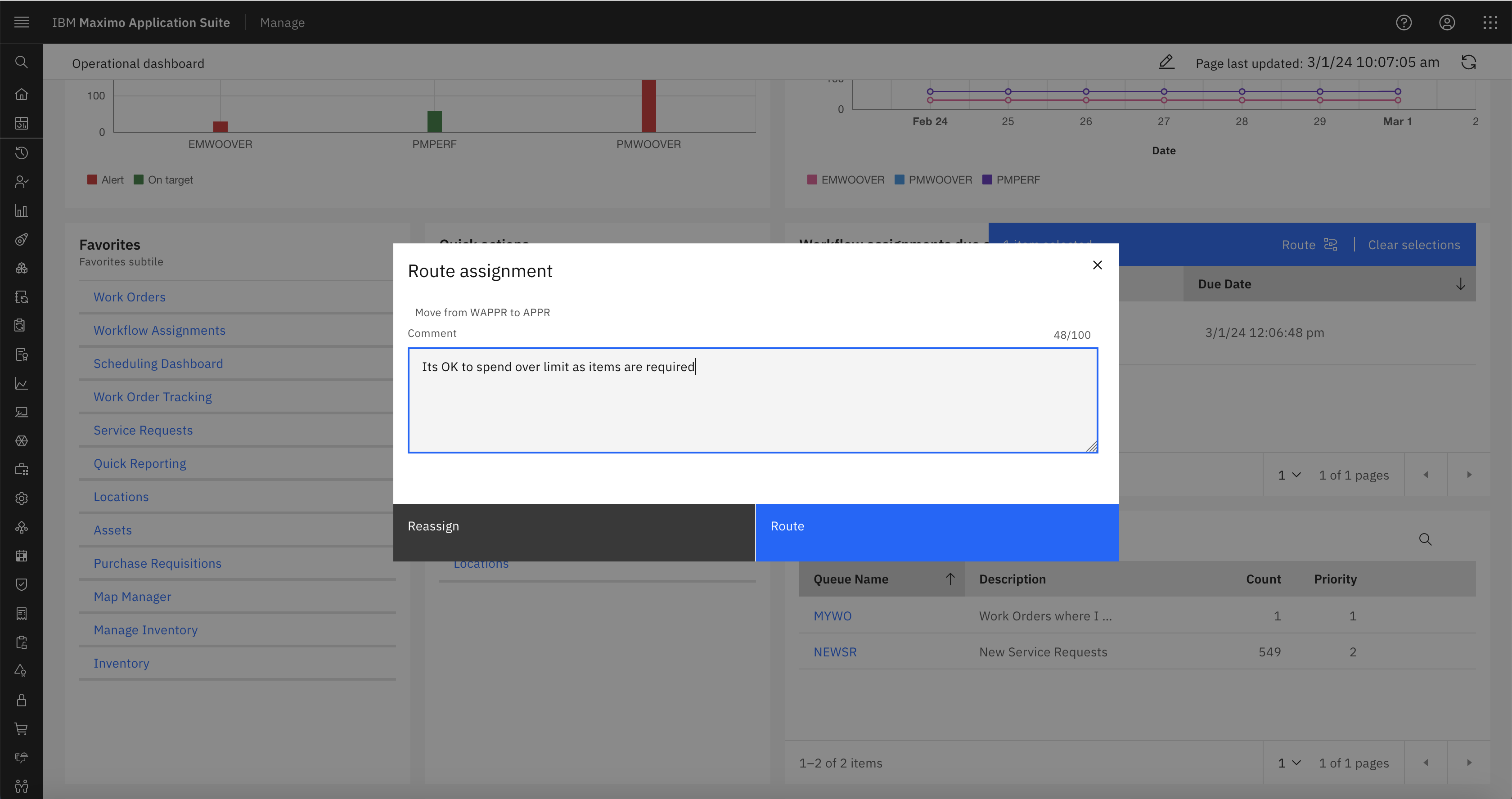 After Routing the workflow assignment you can enter a memo and then make a choice between Reassigning or Routing. 